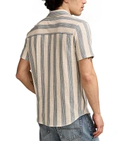 Lucky Brand Ombre Stripe Short Sleeve Linen Shirt