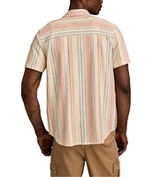 Lucky Brand Ombre Stripe Short Sleeve Linen Shirt