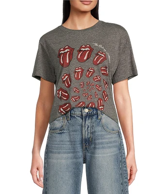 Lucky Brand Rolling Stones Spiral Crew Neck Short Sleeve Boyfriend T-Shirt