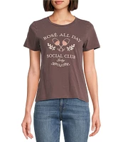 Lucky Brand Rose All Day Crew Neck Short Sleeve Graphic T-Shirt