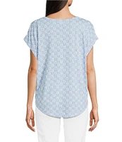 Lucky Brand Sandwash Printed Crew Neck Dolman Short Sleeve Tee