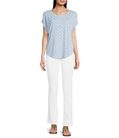 Lucky Brand Sandwash Printed Crew Neck Dolman Short Sleeve Tee