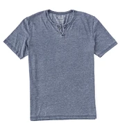 Lucky Brand Short Sleeve Button Notch Neck Venice Burnout T-Shirt