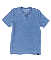 Lucky Brand Short Sleeve Button Notch Neck Venice Burnout T-Shirt