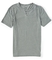 Lucky Brand Short Sleeve Button Notch Neck Venice Burnout T-Shirt