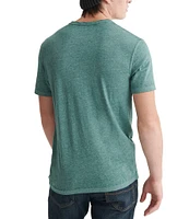 Lucky Brand Short Sleeve Button Notch Neck Venice Burnout T-Shirt