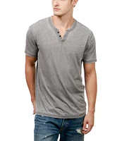 Lucky Brand Short Sleeve Button Notch Neck Venice Burnout T-Shirt