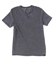 Lucky Brand Short Sleeve Button Notch Neck Venice Burnout T-Shirt