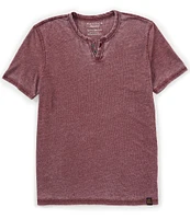 Lucky Brand Short Sleeve Button Notch Neck Venice Burnout T-Shirt