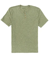 Lucky Brand Short Sleeve Linen Blend Henley T-Shirt