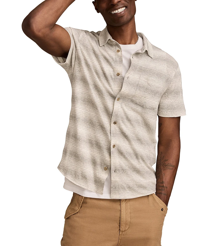 Lucky Brand Short Sleeve Stripe Button-Front Shirt