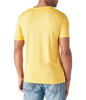 Lucky Brand Short Sleeve Venice Burnout Notch Neck Henley T-Shirt