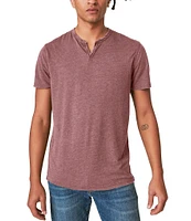 Lucky Brand Short Sleeve Venice Burnout Notch Neck Henley T-Shirt