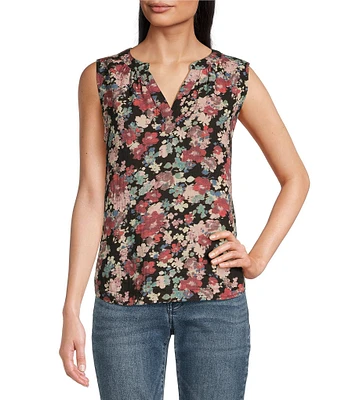 Lucky Brand Sleeveless V-Neck Popover Blouse