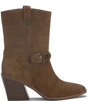 Lucky Brand Sogn Suede Western Buckle Booties