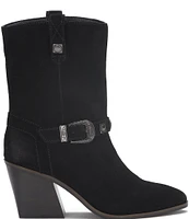 Lucky Brand Sogn Suede Western Buckle Booties