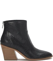 Lucky Brand Sonah Snake Embossed Leather Block Heel Booties