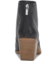 Lucky Brand Sonah Snake Embossed Leather Block Heel Booties