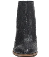 Lucky Brand Sonah Snake Embossed Leather Block Heel Booties