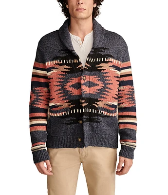 Lucky Brand Southwestern Long Sleeve Shawl Collar Cardigan