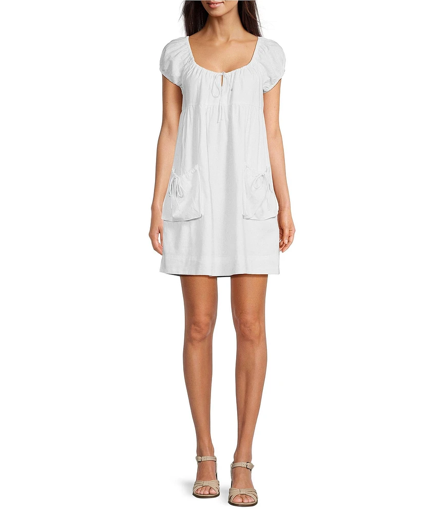 Lucky Brand Square Neck Short Sleeve Side Pocket Dress