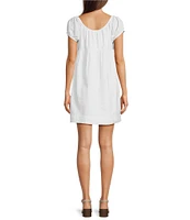 Lucky Brand Square Neck Short Sleeve Side Pocket Dress