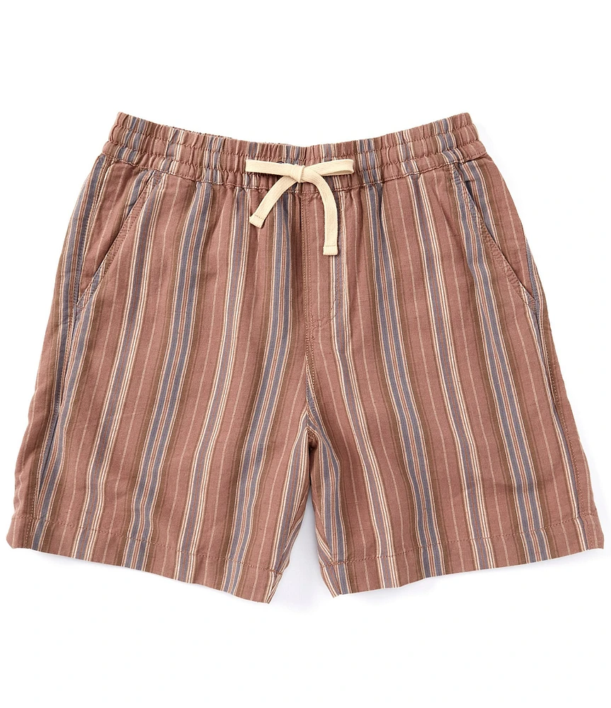 Lucky Brand Stripe Print 7#double; Inseam Linen Pull On Shorts