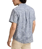 Lucky Brand Sugar Skulls Short Sleeve Linen Shirt