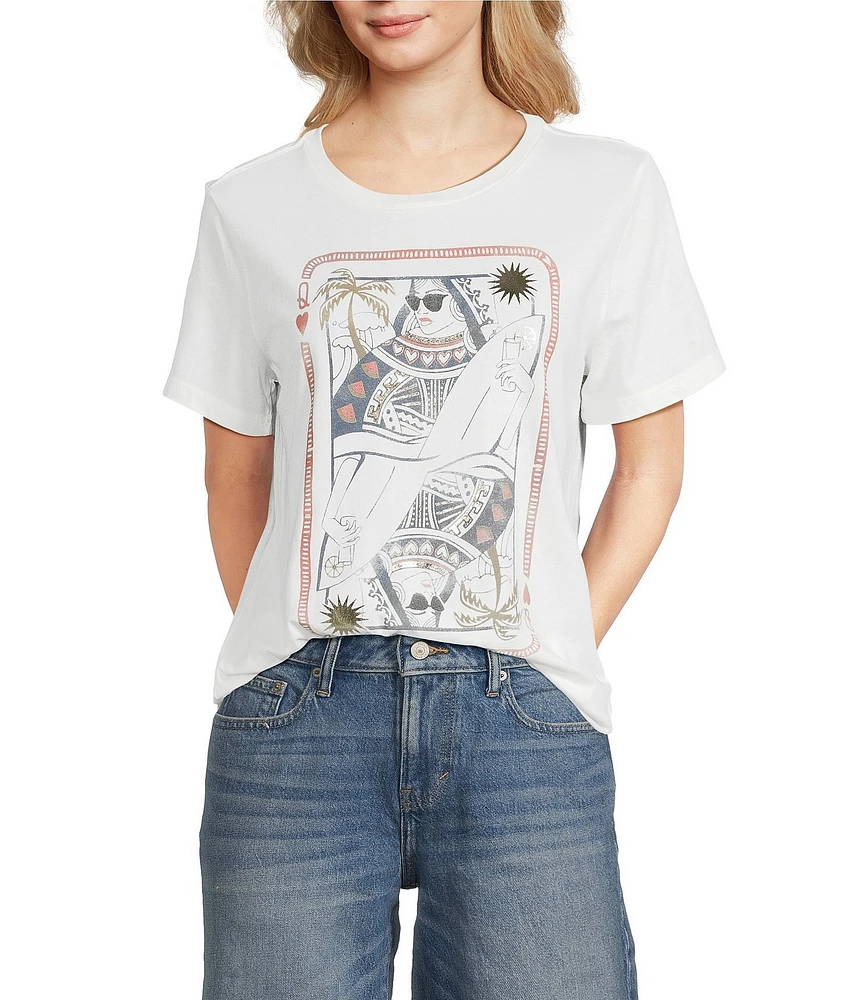 Lucky Brand Surf Queen Classic Crew Neck Short Sleeve Tee Shirt
