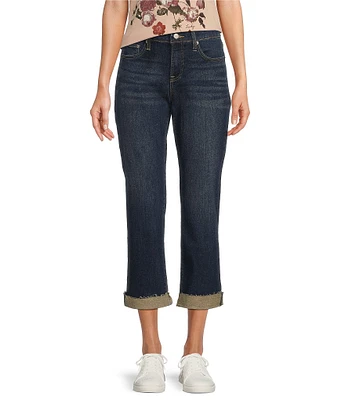 Lucky Brand Sweet Crop Rolled Hem Stretch Denim Mid-Rise Straight Leg Jeans