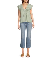 Lucky Brand Sweet Mid Rise Straight Raw Hem Kick Crop Jeans