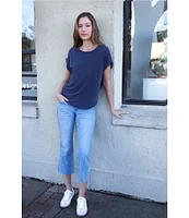 Lucky Brand Sweet Mid Rise Straight Raw Hem Kick Crop Jeans