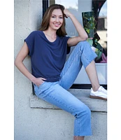 Lucky Brand Sweet Mid Rise Straight Raw Hem Kick Crop Jeans