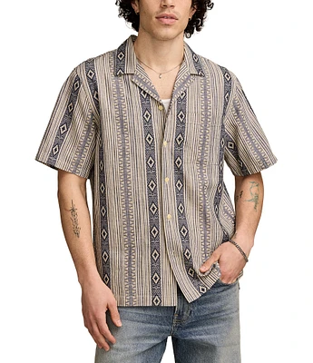 Lucky Brand Textured Stripe Short Sleeve Woven Shirt