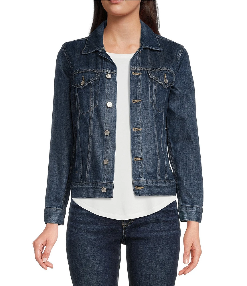 Lucky Brand Tomboy Trucker Long Sleeve Point Collar Denim Jacket