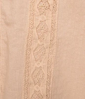 Lucky Brand V-Neck Short Sleeve Lace Peasant Blouse