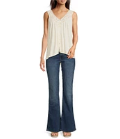 Lucky Brand V-Neck Sleeveless Lace Trim Top