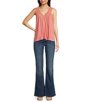 Lucky Brand V-Neck Sleeveless Lace Trim Top