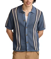 Lucky Brand Vertical Stripe Short Sleeve Polo Sweater