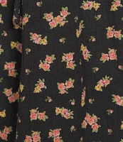 Lucky Brand Woven Floral Print Crew Neck Short Sleeve Top