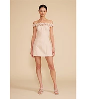 Lucy Paris 3D Primrose Off-The-Shoulder Mini Sheath Dress