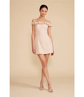 Lucy Paris 3D Primrose Off-The-Shoulder Mini Sheath Dress