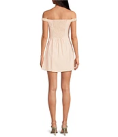 Lucy Paris 3D Primrose Off-The-Shoulder Mini Sheath Dress