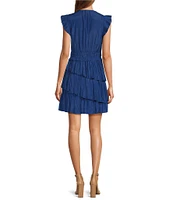 Lucy Paris Alice Crew Neck Cap Sleeve Fit & Flare Asymmetric Dress