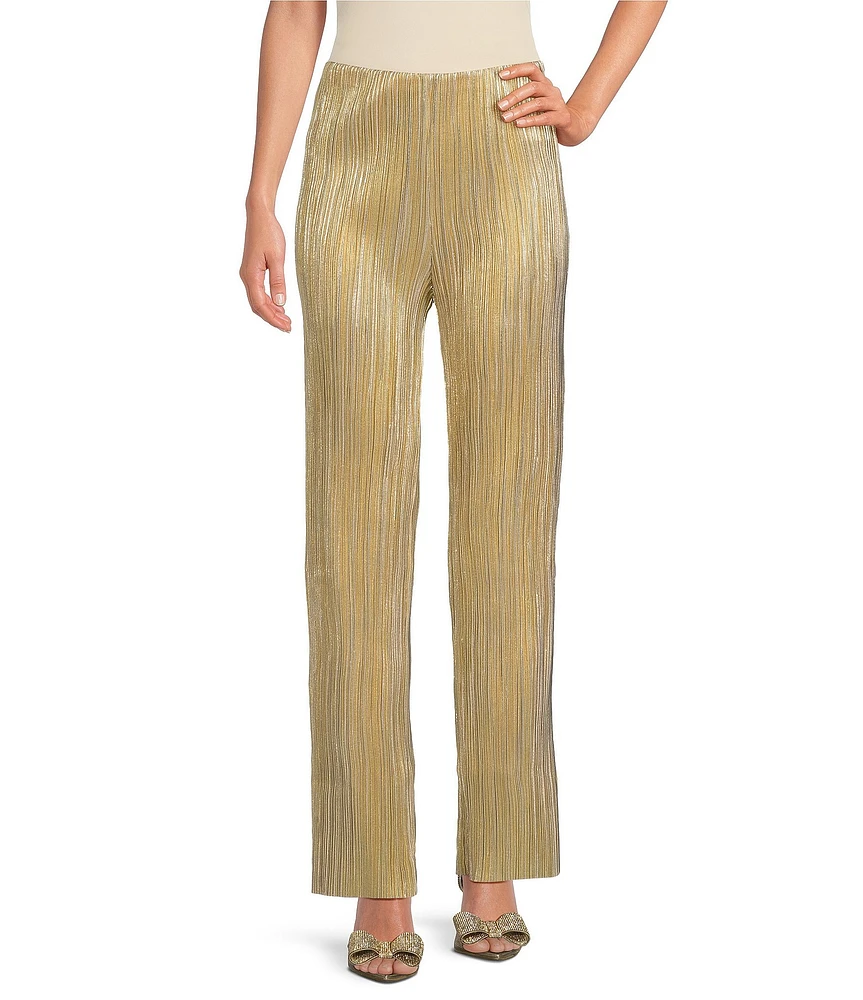 Lucy Paris Alinda Plisse Metallic Pull On Pants