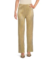 Lucy Paris Alinda Plisse Metallic Pull On Pants