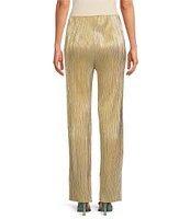 Lucy Paris Alinda Plisse Metallic Pull On Pants