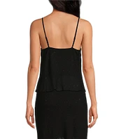 Lucy Paris Carlin Chiffon Rhinestone V Neck Sleeveless Tank Top