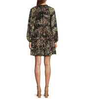Lucy Paris Carmina Long Sleeve Chiffon V-Neck Dress