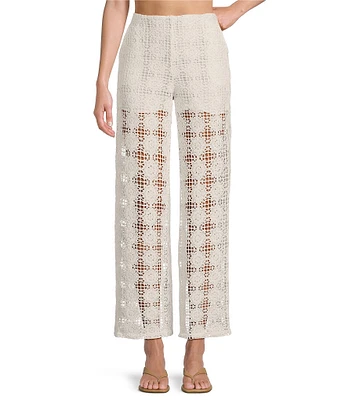 Lucy Paris Crochet Harper Flat Front Wide Leg Coordinating Pants